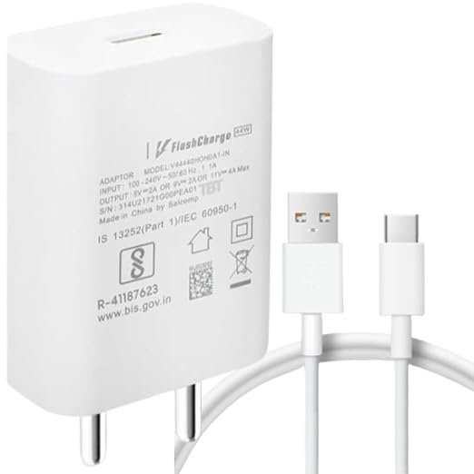Original Flash Charger 44W Compatible for vivo V25 5G,V25e,V23 5G, V25, V23e 5G, V23 Pro 5G, V 23e, V21e 5G, V21, V21 Pro, V 21 5G, V20 Pro, V20, V19, Y35, Y75 4G, Y73, Y35 5G(Set)