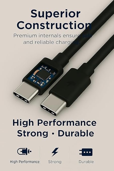 Original 68W Motorola TurboPower Type-C Wall Charger + 1 M 6.5 Amp Cable, Gan Tech, Fastest for Moto Edge 60 Ultra, 60 Pro, 60 Fusion, 50 Ultra, 50 Pro, 50 Fusion, Moto G85, G73, G40, Tablet, Black