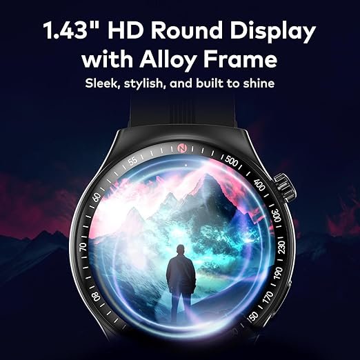 Itel Alpha Style 36.3mm (1.43") AMOLED Display, Round Dial SmartWatch, 700 Nits Brightness, 12 Days Battery Life, Bluetooth Calling Along with Multisport Modes Smart Watch, IP68 Waterproof (Blue))