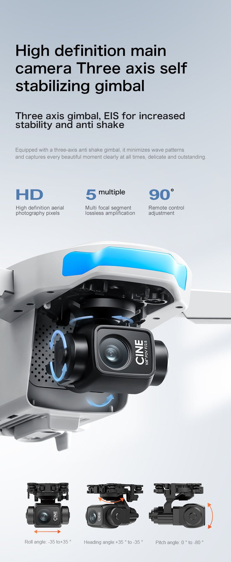SX-01 GPS Drone Camera with 3 Axis Gimbal | 4K HD Camera & 4KM Somthing Range