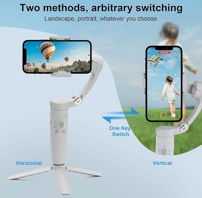 M1 Foldable 3-Axis Gimbal Stabilizer with Advanced Gyroscope, Object Tracking & 2500mAh Battery | Shake-Free Video | Panoramic, Time-Lapse & Slow Motion | Perfect for Vlogging & Travel