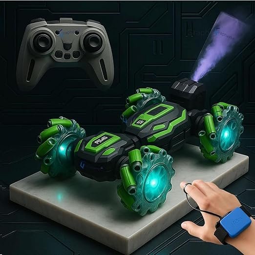 4x4 RC Smoke Gesture Control Stunt Car | 360° Spin, Spray Drift, Double Flip | 2.4G 4WD High-Speed Remote Control Toy for Kids & Adults