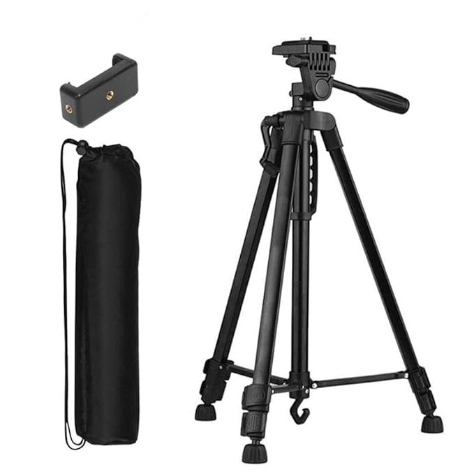 3366 Aluminum Tripod 55-Inch – Universal Lightweight Tripod with Mobile Holder, GoPro & Camera Support + Carry Bag
