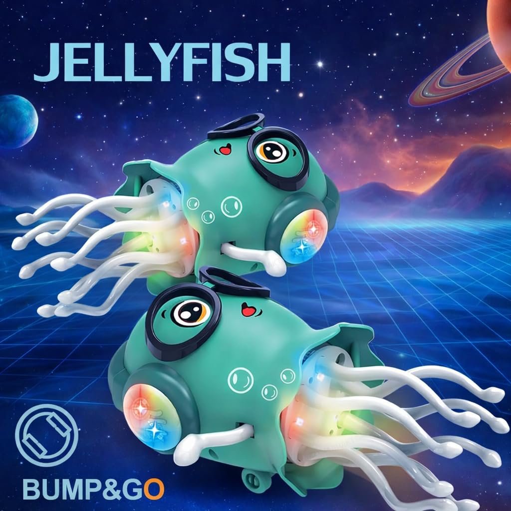 Dancing Jellyfish Toy with Lights & Music – 360° Rotating Tentacles Kids Fun Toy (Random Color, Battery Not Included)