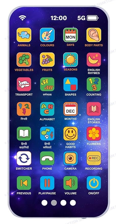 Kids Smart Learning Phone Toy – Educational Musical Device with 10 Languages, Camera Flash Sound & 84 Interactive Features