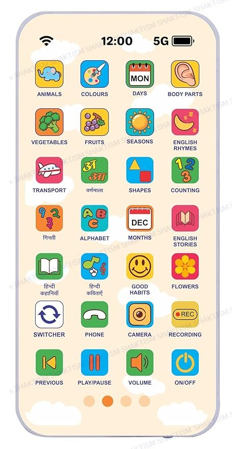 Kids Smart Learning Phone Toy – Educational Musical Device with 10 Languages, Camera Flash Sound & 84 Interactive Features