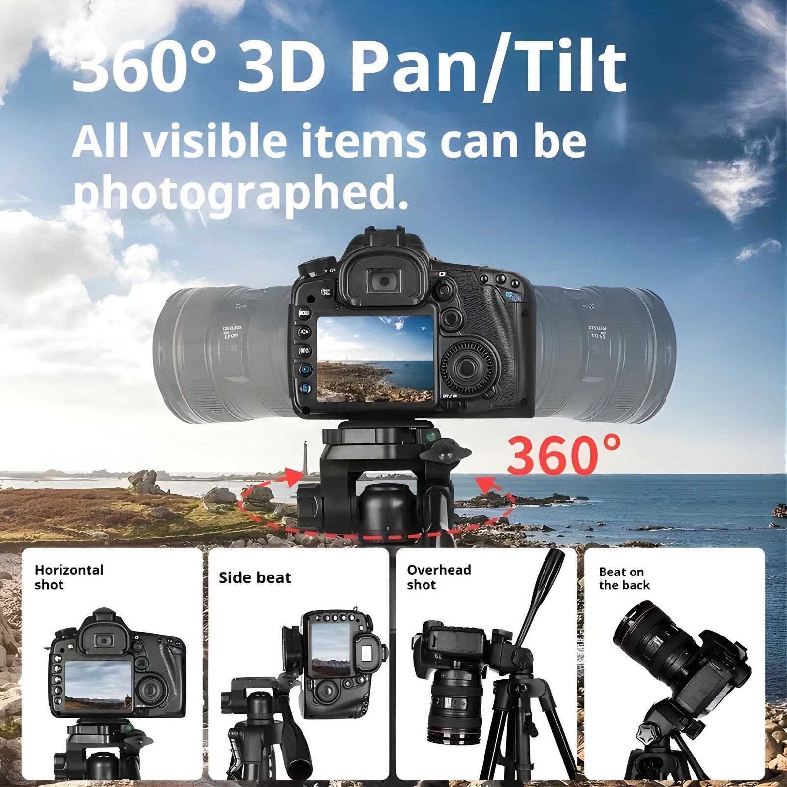 S-3520A (60 Inch) Tripod for DSLR, Camera, Maximum Load Capacity up to 5kg, Portable Lightweight Aluminum Tripod Stand 360 Degree Ball Head, Carry Bag