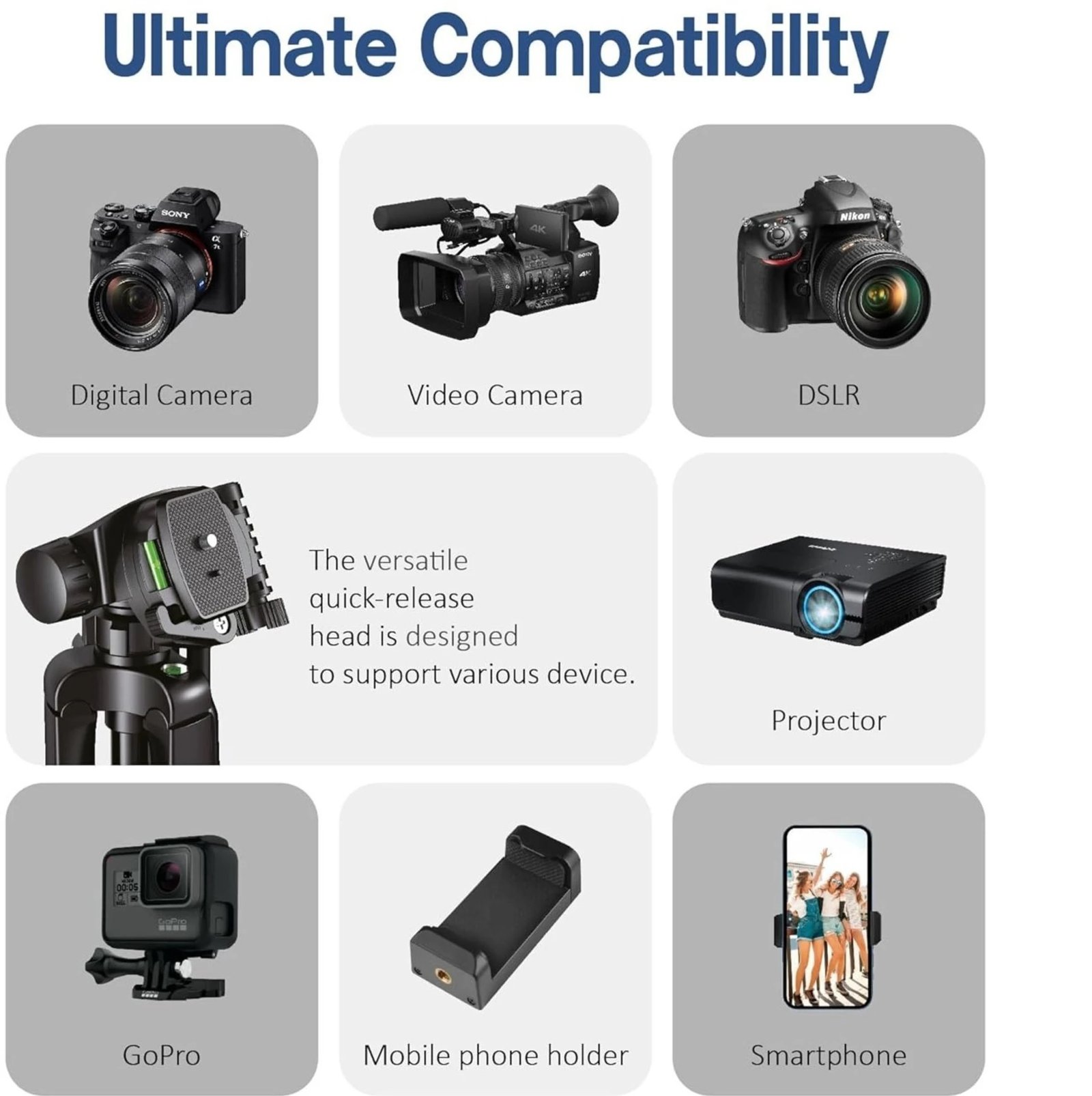 S-3520A (60 Inch) Tripod for DSLR, Camera, Maximum Load Capacity up to 5kg, Portable Lightweight Aluminum Tripod Stand 360 Degree Ball Head, Carry Bag