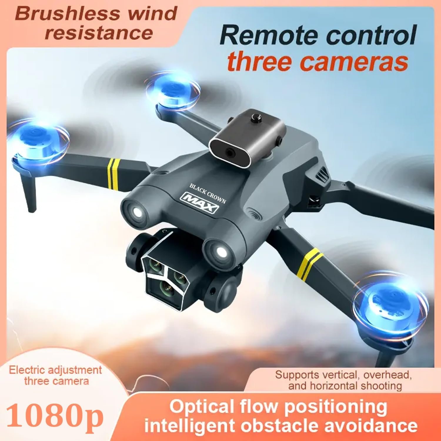 M3 ULTRA Brushless Drone Five Sided Obstacle Avoidance with Dual Battery, 4K 1080P HD Dual Camera WIFI FPV, Flips Mode App One Key Headless Mode functionality