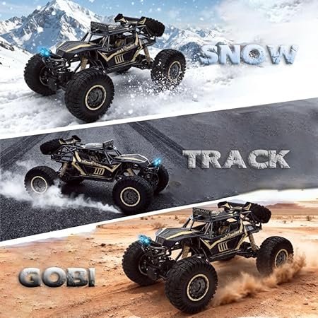 1:8 Scale RC Rock Crawler Car, 4WD Off-Road Remote Control Vehicle with 2.4GHz Transmitter, Rechargeable 7.4V Battery, Die-Cast Metal Body – Full Function for Kids & Adults