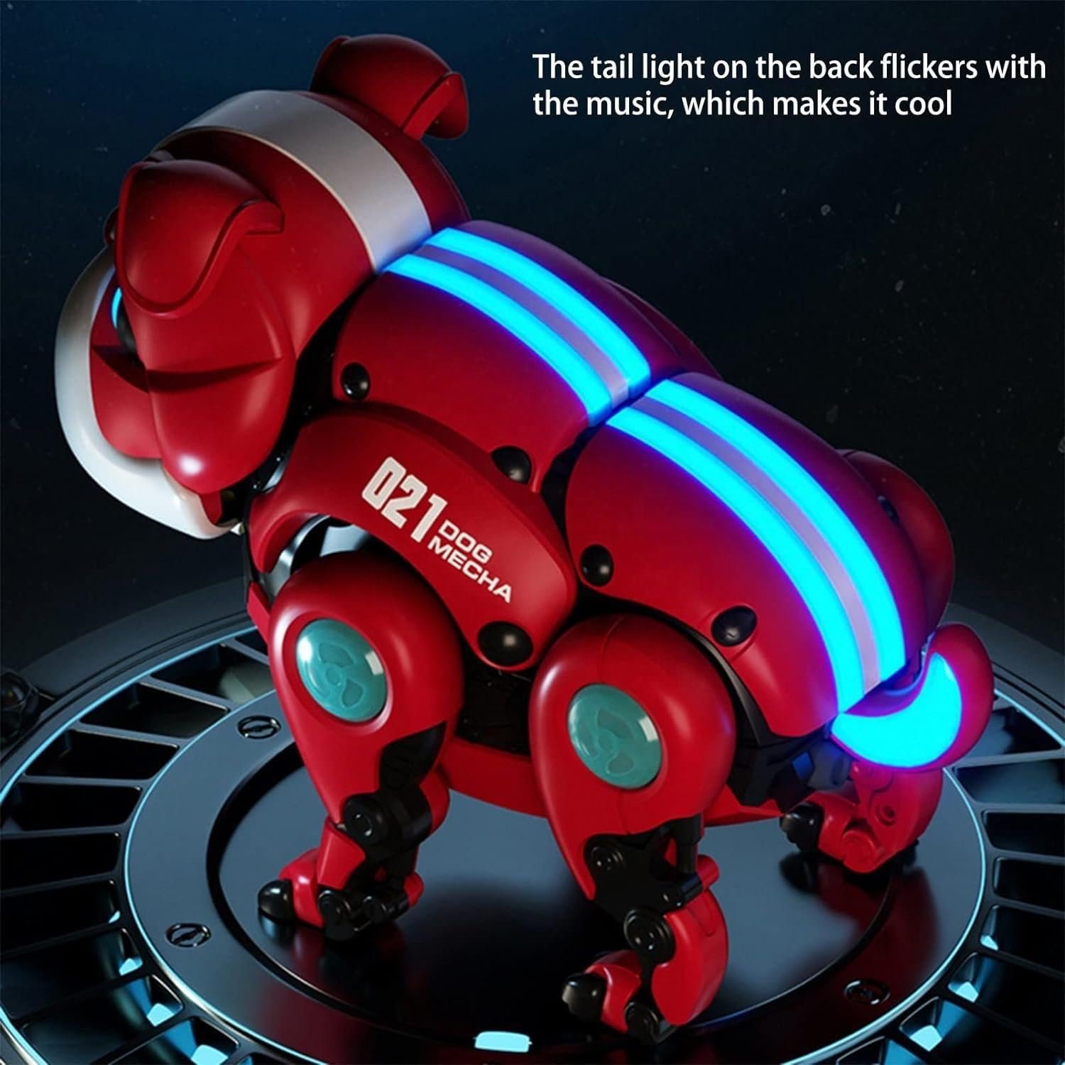 021 Dog Mecha Interactive Robot Dog, AI Voice Control, Remote Control Function, Music & Light Effects, Metallic Red & White, 29x16.5x18.5 cm, Ages 6-16 Years, USB Rechargeable