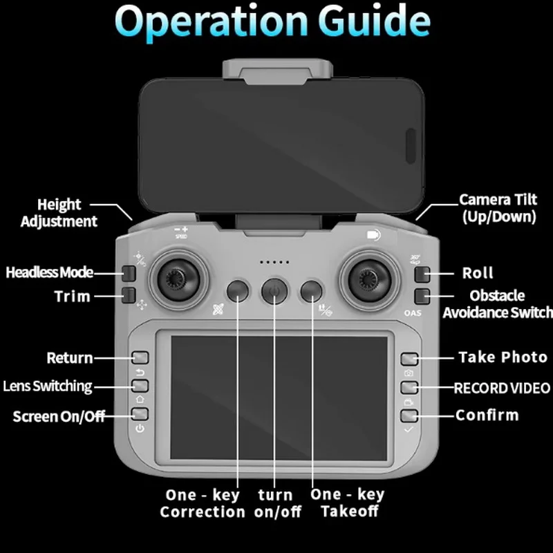 DJW M5 Ultra Foldable Brushless Drone with Display Remote Controller & OAS Sensor.