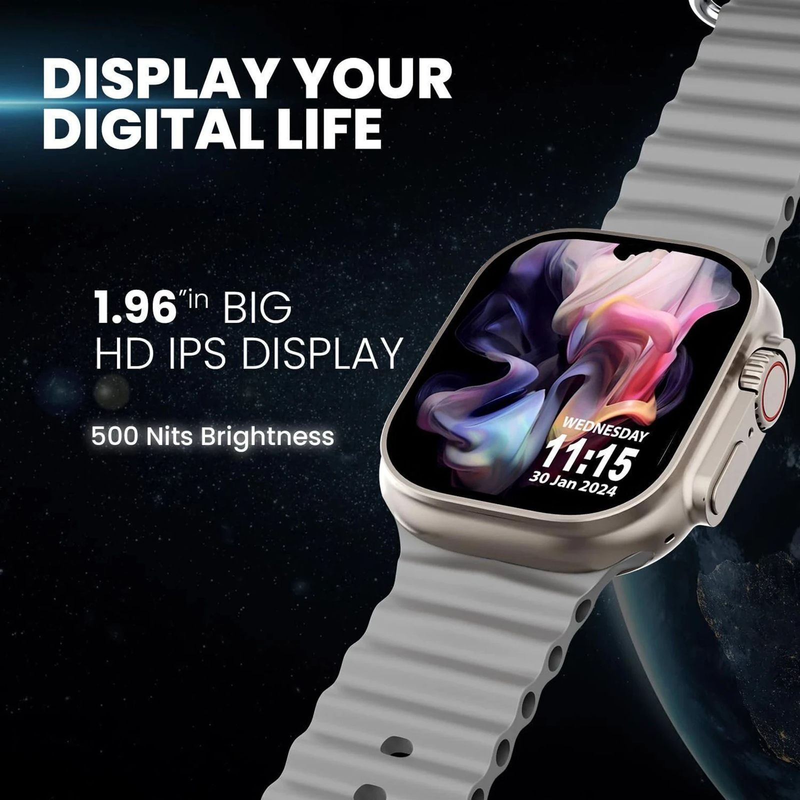 S10 PRO Smartwatch with Bluetooth Calling, HD Touch Display, Heart Rate & SpO2 Monitor, Multiple Sports Modes, Grey Silicone Strap (Regular)