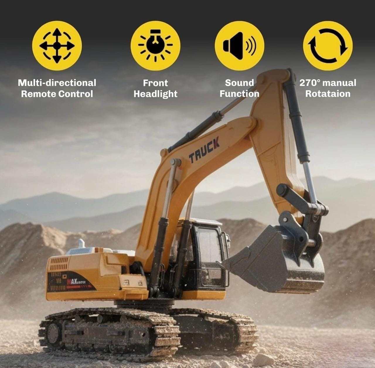 Rechargeable RC JCB Style Excavator Toy with 360° Rotation
