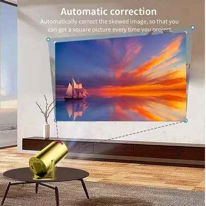 8k Android Projectors hd 1080p Home Theater Mini Laser Screen Outdoor (9000 lm / 1 Speaker / Wireless / Remote Controller) Portable Projector (Gold)