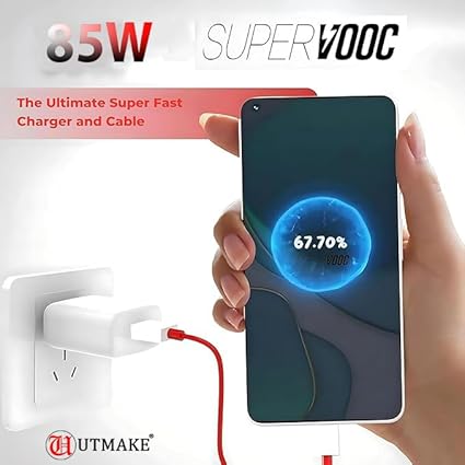 Original 85W SuperVOOC Super Fast Charger | 85W PD Charging Adapter Compatible with, SuperVOOC,More | Supports Dart, Dash, Warp And VOOC Fast Charging