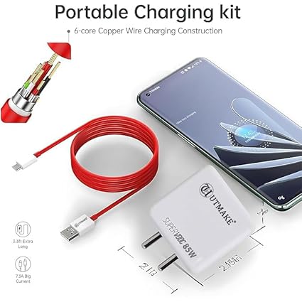 Original 85W SuperVOOC Super Fast Charger | 85W PD Charging Adapter Compatible with, SuperVOOC,More | Supports Dart, Dash, Warp And VOOC Fast Charging