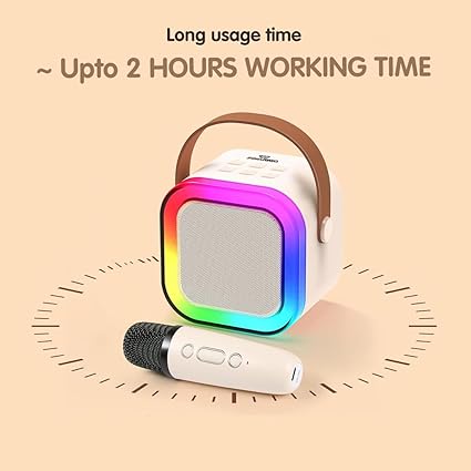 Rechargeable Karaoke Mic with Speaker for Singing | Wireless Mini Portable Bluetooth Speaker with Microphone And LED Lights | Cute Birthday Gift for Kids Musical Toys for Boys, Girls and Adults