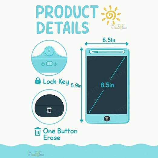 Toy Imagine LCD Writing Tablet for Kids Electronic Magic Slate Drawing Doodle Rough Digital Pad with Pen Graphic Tab Smart Notepad (12 inch)