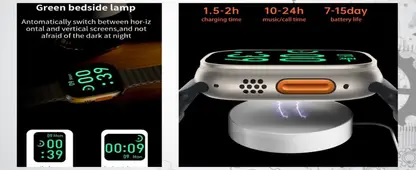 T800 Ultra Smart Watch (Green Clour) | Bluetooth Colling And Biggest Display Smart Watch with Bluetooth Calling Smart Watch Wireless Magnetic Charger Fitness Hd Display Smartwatch (Free Size)