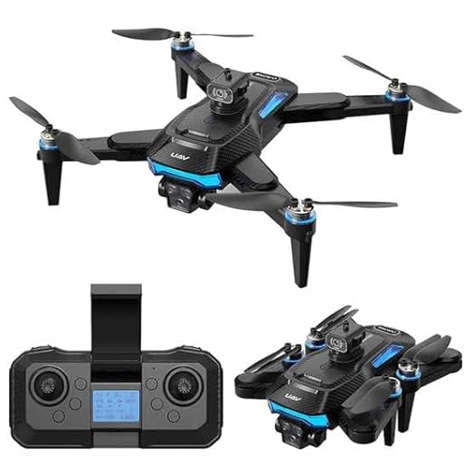 W3 Max Drone Camera with 4K Camera, Black, Intelligent Obstacle Avoidance, LED Lights, Foldable Design, Remote Control