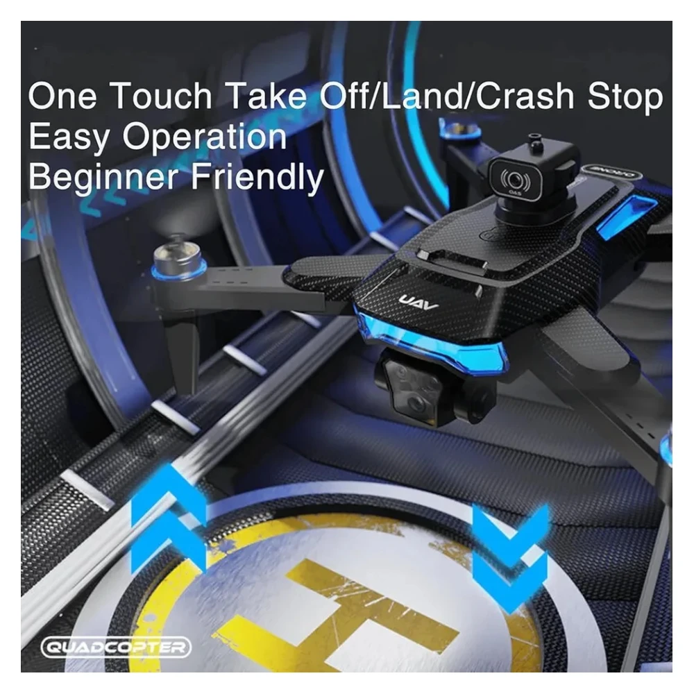 W3 Max Drone Camera with 4K Camera, Black, Intelligent Obstacle Avoidance, LED Lights, Foldable Design, Remote Control