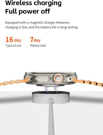 T800 Ultra Smart Watch (Orange Clour) | Bluetooth Colling And Biggest Display Smart Watch with Bluetooth Calling Smart Watch Wireless Magnetic Charger Fitness Hd Display Smartwatch (Free Size)