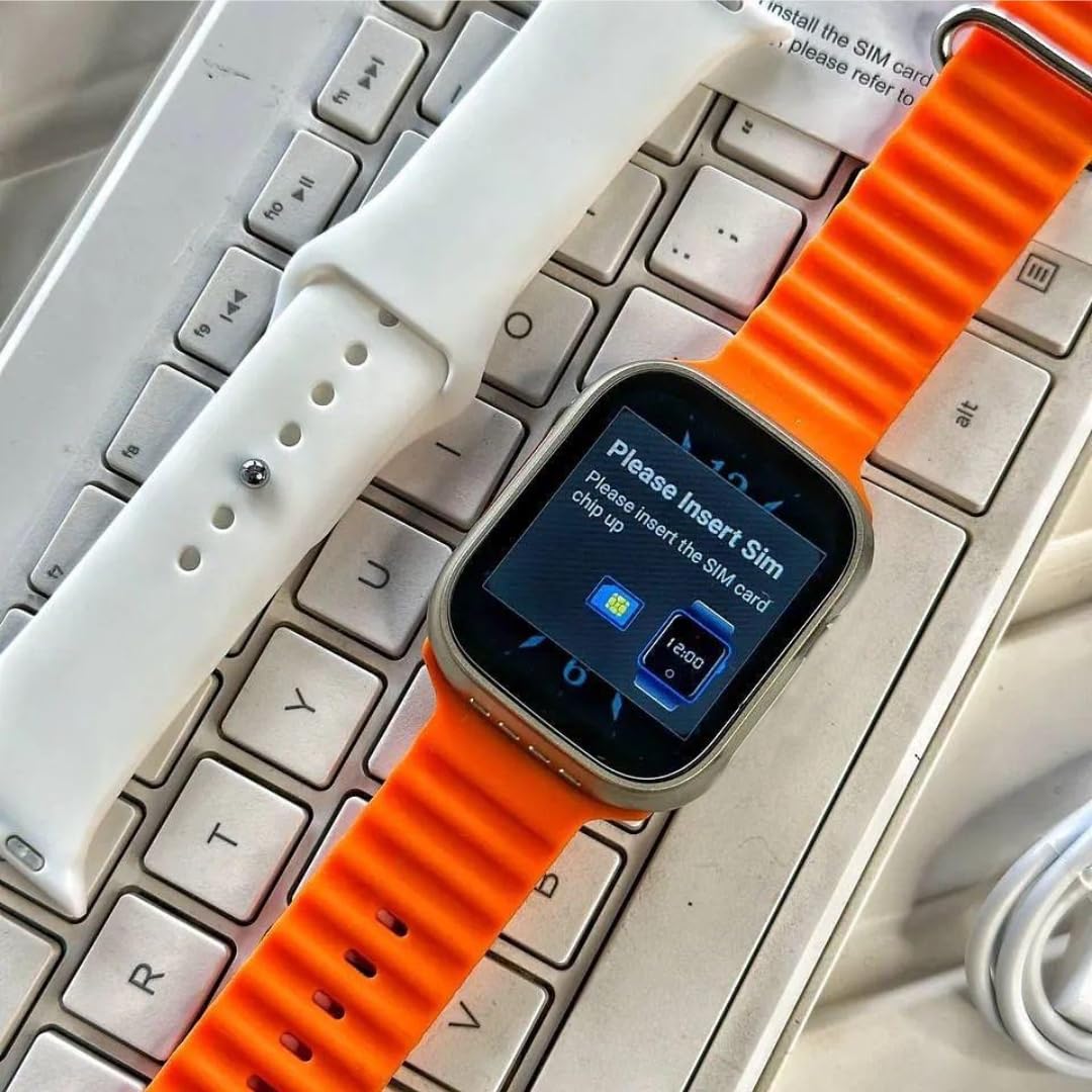 S8 Ultra Smart Watch | 4G Android Smart Watch | 1.99 inch HD Display, Play Store, Maps, YouTube, Sports, Volte Calling, More Apps (4G SIM Supported) Extra Band (Orange and Black)