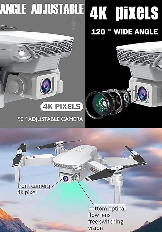 E88 DRONE With Dual 4K Camera | Foldable 1080P HD Drone with FPV Live Video, Smart Gestures Selfie, Altitude Hold, One Key Take Off/Landing, 3D Flips for Kids and Adults