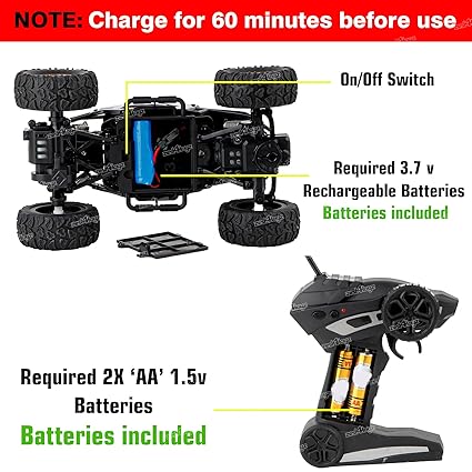 4x4 Water Spray RC Car for Kids | Monster Off-Road Remote Control Truck | LED Lights, Smoke Mist Spray, Shock-Absorption Suspension | Rechargeable Racing Car Toy for Boys