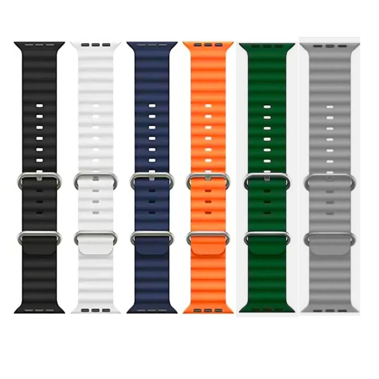 T800 ultra smart Watch Straps 6 Colour, (Pack of 6) (Black- Orange - Gray - Green - White - Blue)
