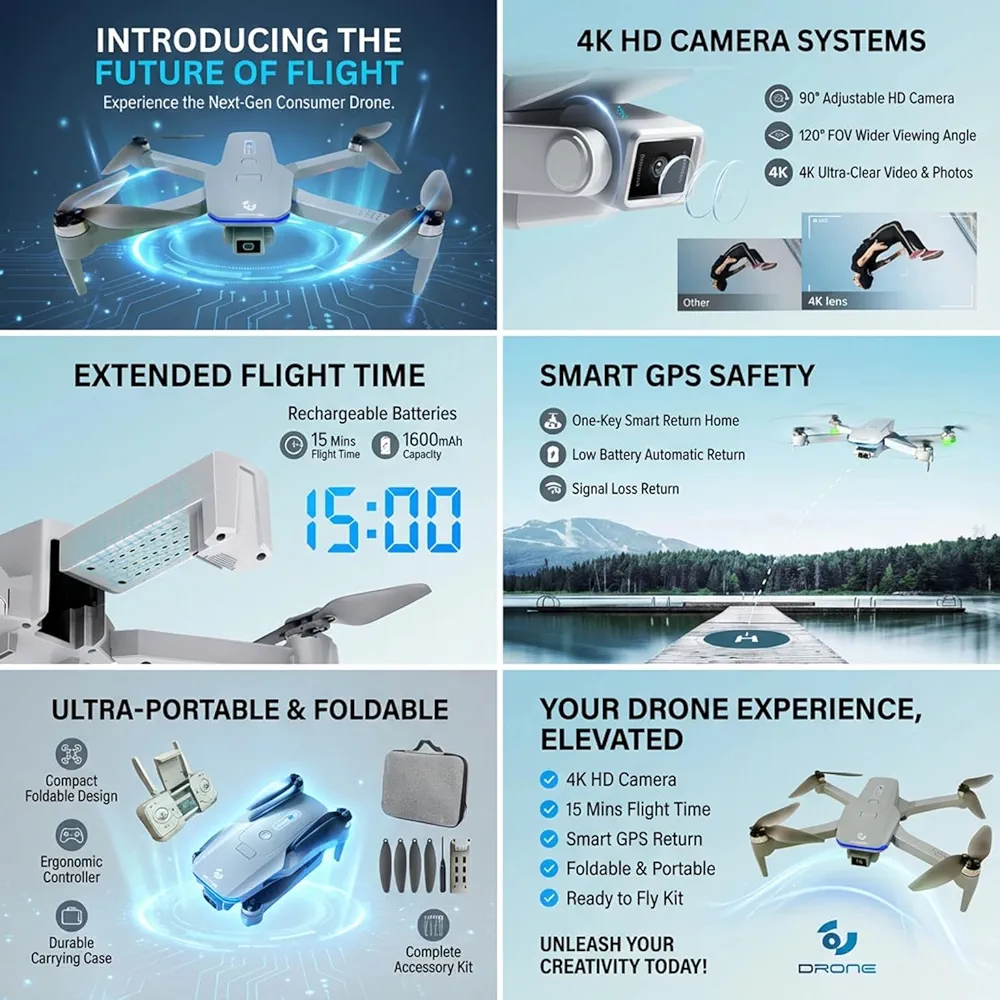 Dynalog Gps Drone Camerta |  dr-dg600c GPS Drone With 4K HD Camera 1KM Range |