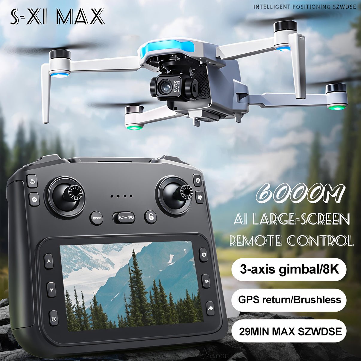 SX-01 GPS Drone Camera with 3 Axis Gimbal | 4K HD Camera & 4KM Somthing Range