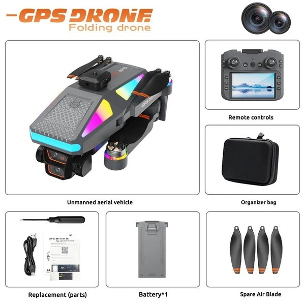 S5P GPS Drone with 4k HD Dual Cameras Optical Avoidance | With 1KM Range ,Gesture Control Precision Flight And One-Key Return