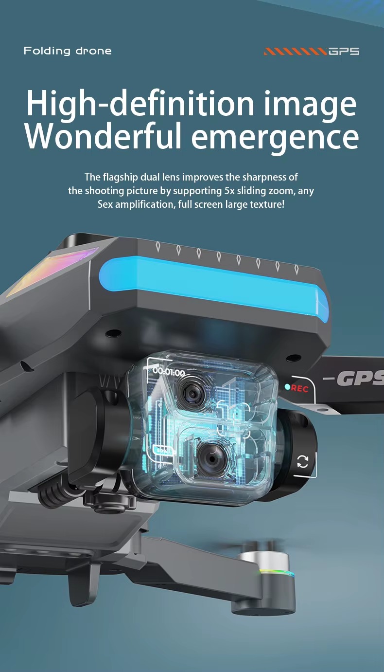 S5P GPS Drone with 4k HD Dual Cameras Optical Avoidance | With 1KM Range ,Gesture Control Precision Flight And One-Key Return