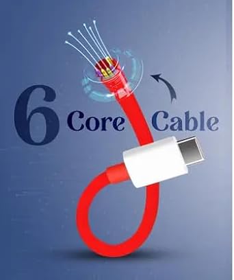 Utmake USB Type C Cable 6 A 1 m Silver Wrap 6A VOOC/WARP/DASH/SUPERVOOC/SUPERDART CHARGER (Compatible with oppo,realme,narzo,oneplus,vivo,iqoo,samsung,motorola,mi,redmi,poco, Red, White, One Cable)