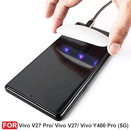 Vivo V27 Pro/Vivo V27/ Vivo Y400 Pro (5G) UV Tempered Glass | Screen Protector Full HD Quality UV Tempered Glass Edge to Edge Screen Coverage with Easy Installation Kit (Transparent)