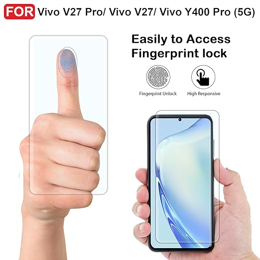 Vivo V27 Pro/Vivo V27/ Vivo Y400 Pro (5G) UV Tempered Glass | Screen Protector Full HD Quality UV Tempered Glass Edge to Edge Screen Coverage with Easy Installation Kit (Transparent)