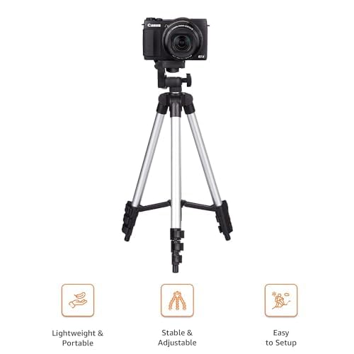3110 Aluminium Lightweight Tripod with Mobile Phone Holder Mount And Carry Bag for All Smartphone, GoPro, Cameras (Silver)