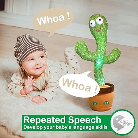 Rechargeable Toys Talking Cactus Baby Toys for Kids Dancing Cactus Toys Can Sing Wriggle And Singing Recording Repeat What You Say Funny Education Toys for Children Playing Home Decor for Kids