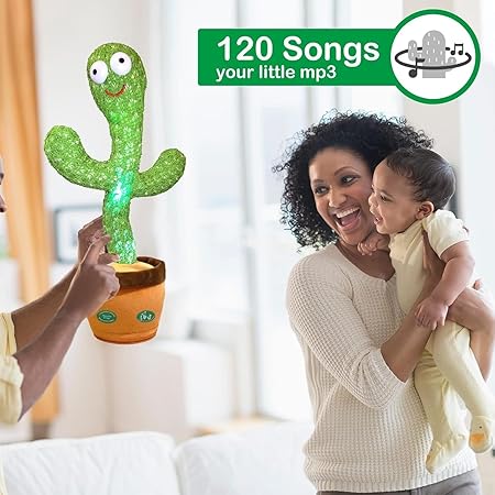 Rechargeable Toys Talking Cactus Baby Toys for Kids Dancing Cactus Toys Can Sing Wriggle And Singing Recording Repeat What You Say Funny Education Toys for Children Playing Home Decor for Kids