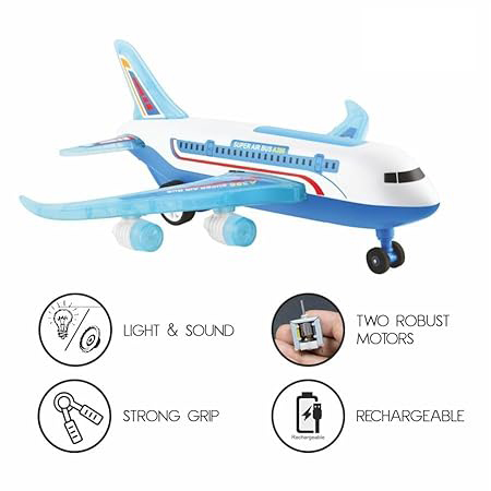 Remote Control Airplane Toy Exciting Full-Body Lights And Realistic Sounds for Kids Aged 2-8 Years