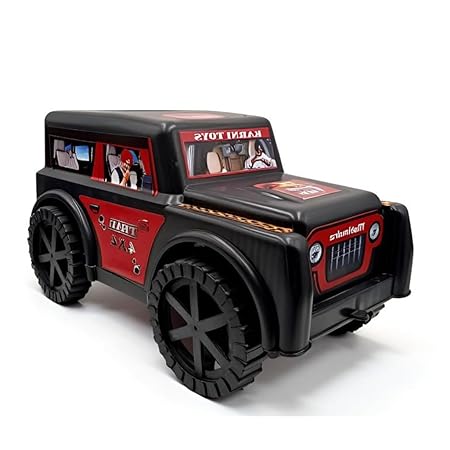 Plastic Thar Toy Car for Kids | Jeep Style Pull Toy with Strong Build | Unbreakable Plastic Car for Boys And Girls | Off-Road Look | Multicolor