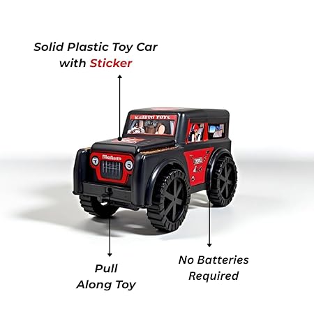 Plastic Thar Toy Car for Kids | Jeep Style Pull Toy with Strong Build | Unbreakable Plastic Car for Boys And Girls | Off-Road Look | Multicolor