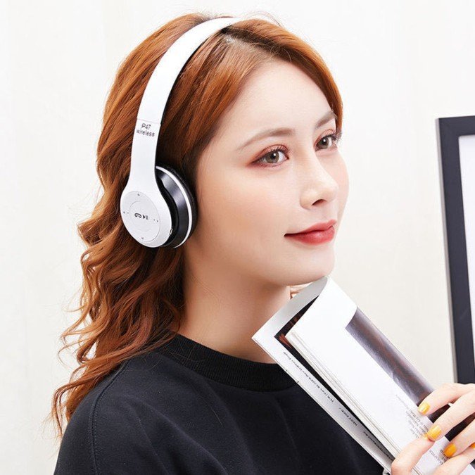 P47 Bluetooth Bluetooth Headphone Over Ear 4 Hours Playback Active Noise cancellation IPX4(Splash & Sweat Proof)