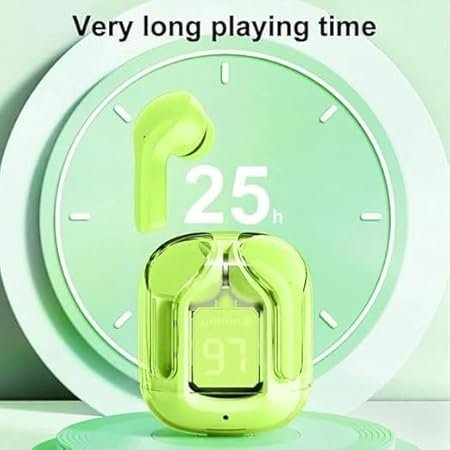 Ultrapods TWS Earbud Transparent Design, 30 Hrs Playtime with Fast 30 Hrs Playtime with Fast Charging Bluetooth 5.313Mm Hd Bass Drivers (Green) - in Ear