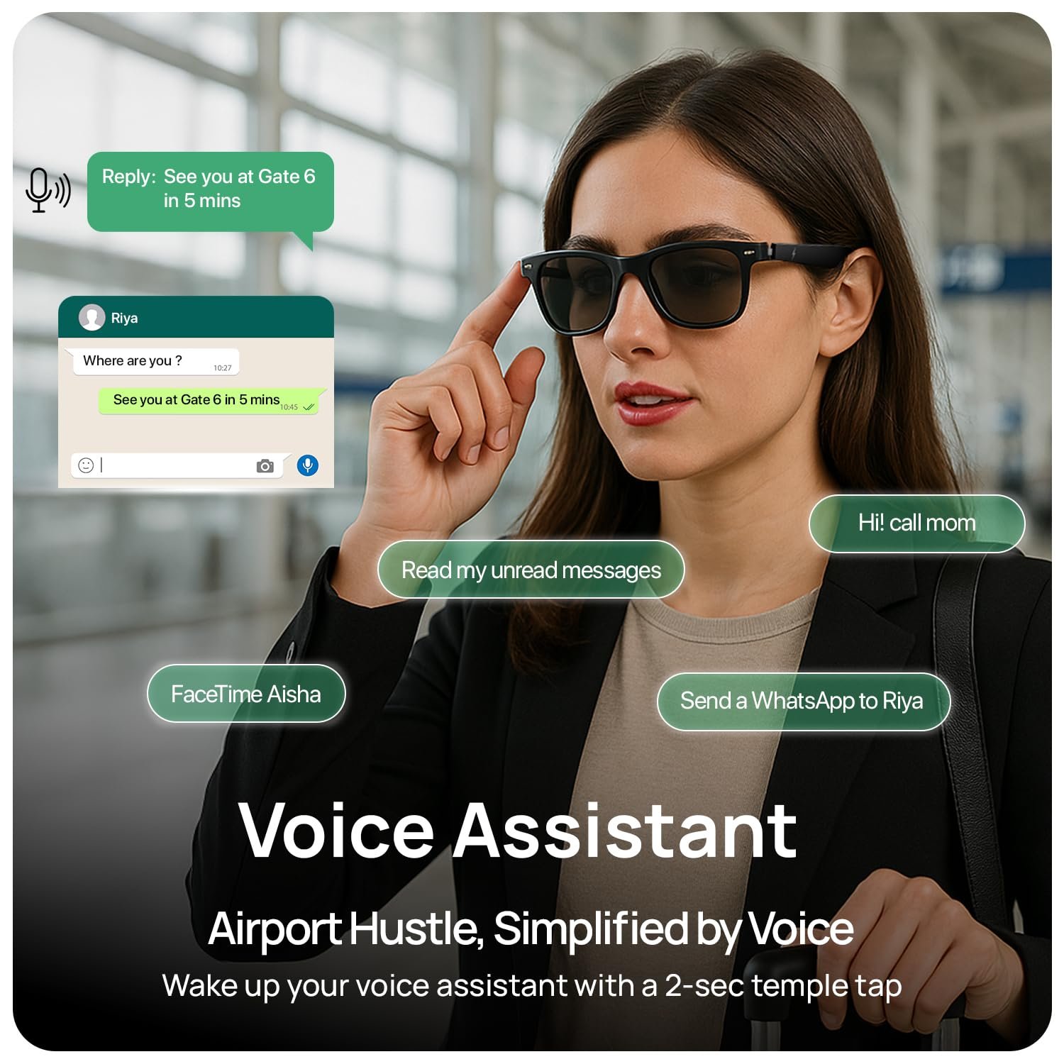 Firee-Booltt Fire-Lens Dune Smart Glasses, Bluetooth Calling And Open-Ear Bluetooth Sunglasses with HD Sound And Smart Audio Touch Controls Voice Assistant (Siri/Alexa/Google), Fast Charging for Men & Women