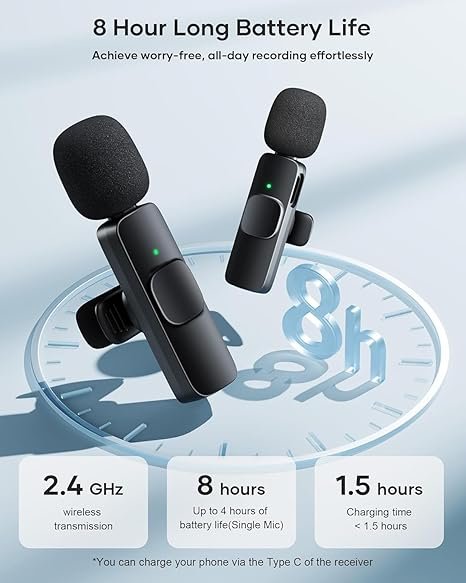 K9 Dual Wireless Lavalier Microphone for All Smartphones | Noise Cancellation Dual Mic Set with Receiver for Recording Interviews, Vlogs, YouTube, Reels