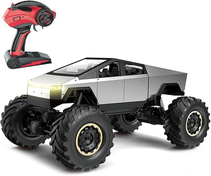 RC Car Cybertruck Remote Control Car Toy, Rock Crawler 4WP, Giant 1:8 Scale Cyber Truck, 2.4GHz 4WD Off Road Climbing Truck, Alloy Electric RC Model with Lights
