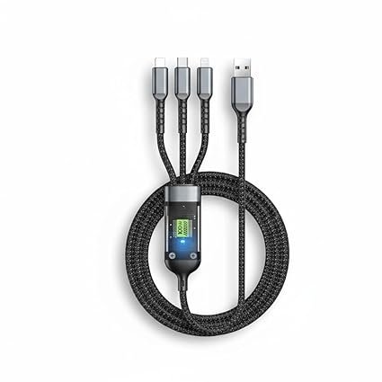 3 in 1 Fast Charging Data Cable, 100W Portable Charger Cord with USB Type-C, Light-ning and Micro-USB for All Phones, Charger Type c Retractable USB Charging Cable (3 In 1)